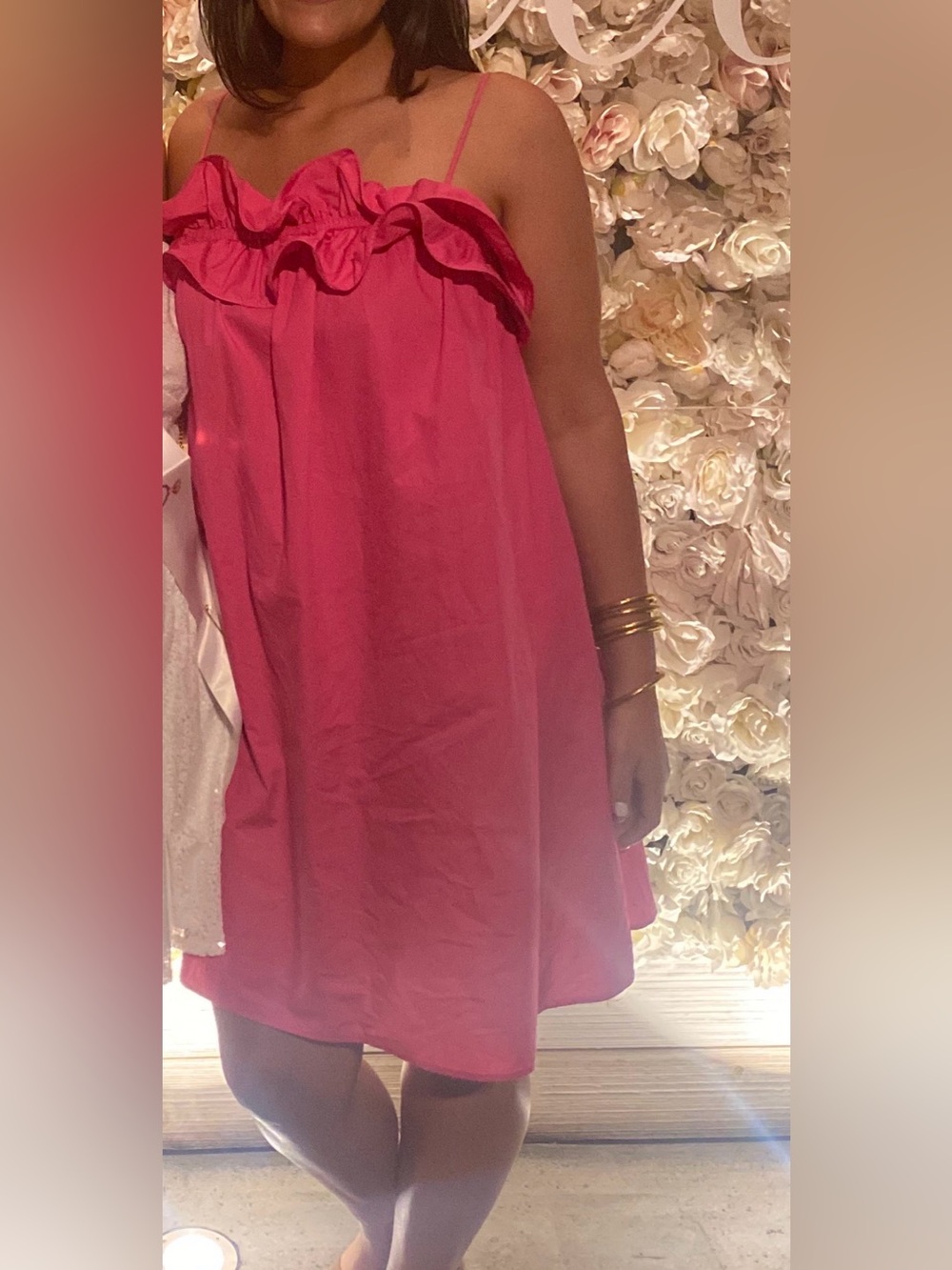 H&M Hot Pink Ruffle-Front Casual Dress - Picture 3 of 4